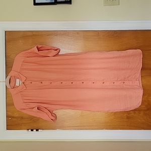 EUC J. Crew Relaxed-fit linen button-down dress in light peach, sz M